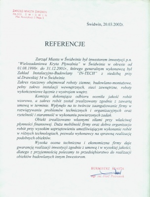 Kliknij, aby zobaczyć. Referencje z Urzędu Miasta Świdwin